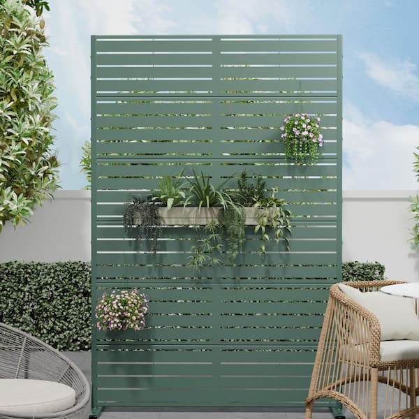 47 in. x 72 in. Green Metal Garden Screens Room Divider Outdoor Privacy Screen Decorative Metal Balcony Panel