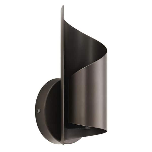 Merra 1-Light Dark Brown Modern Wall Sconce Light Fixture with Novelty Scroll Shade