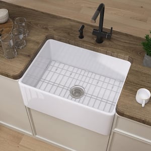 24 in. Apron Front Kitchen Sink Single Bowl Farmhouse Kitchen Sink Rectangular Small Kitchen Sink with Accessories