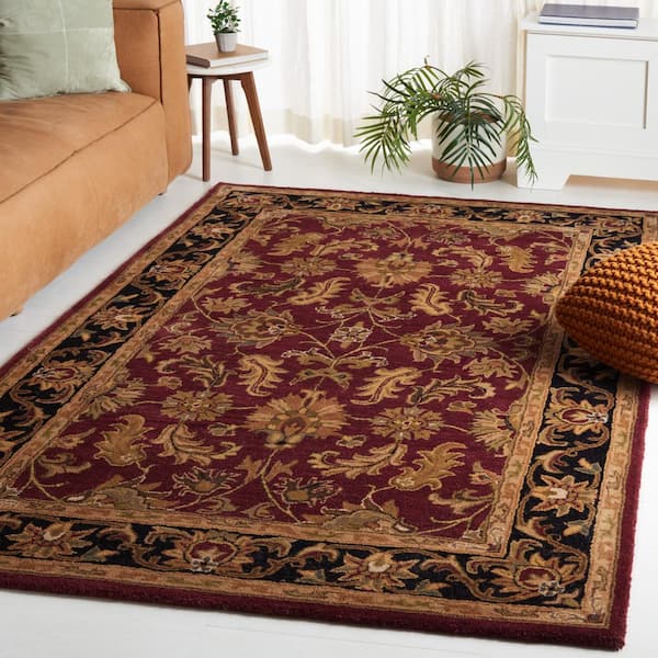 Heritage Red/Black 5 ft. x 8 ft. Antique Border Floral Area Rug