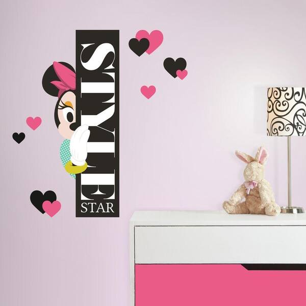 RoomMates 2.5 in. W x 21 in. H Minnie Style Star 9-Piece Peel and Stick Giant Wall Graphic