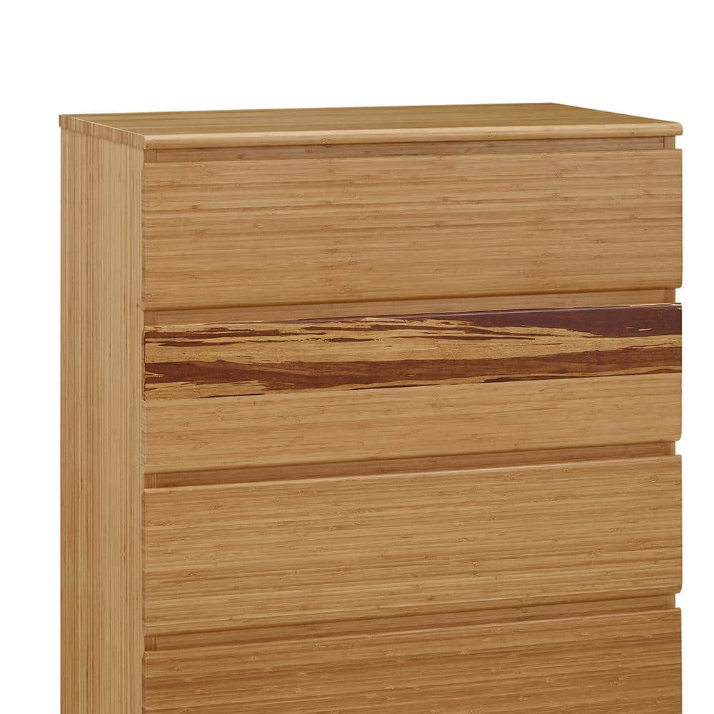 Caramelized Bamboo 5-Drawer Lingerie Chest with Soft Close Dovetail Drawers
