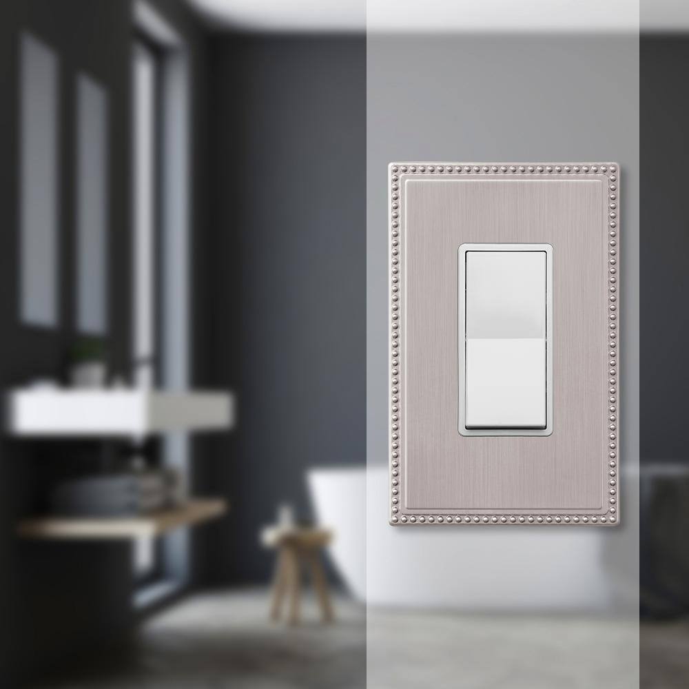 Brushed Nickel Single Rocker Cast Metal Wall Plate