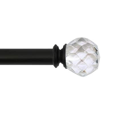 Mix and Match Faceted Crystal Sphere 1 in. Curtain Rod Finial in Matte Black (2-Pack)