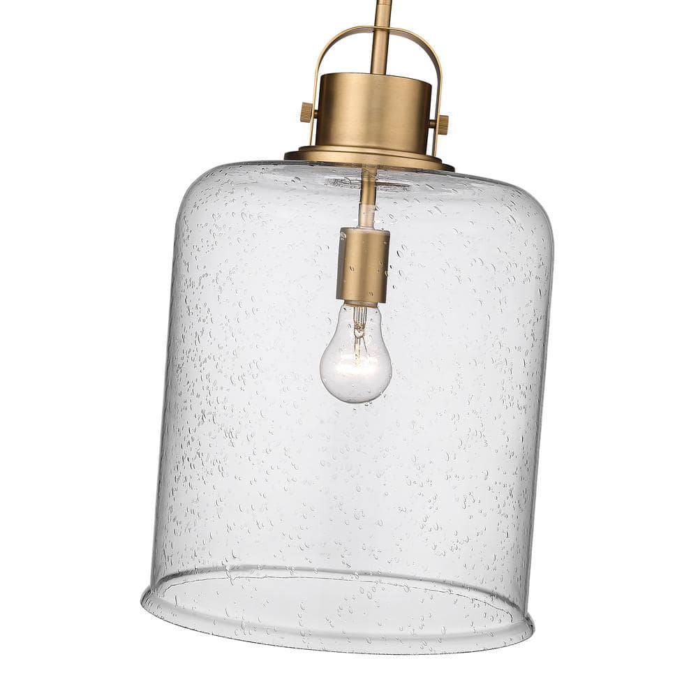 Kinsley Heirloom Gold 12" Transitional Seeded Glass Pendant Light