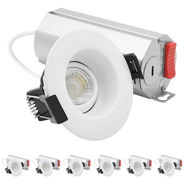2 In. Integrated LED Regressed Gimbal LED Light, 5CCT, 6W, 400LM, 360º + 30º Rotation, Dimmable, IC Rated, ETL 6 Pack