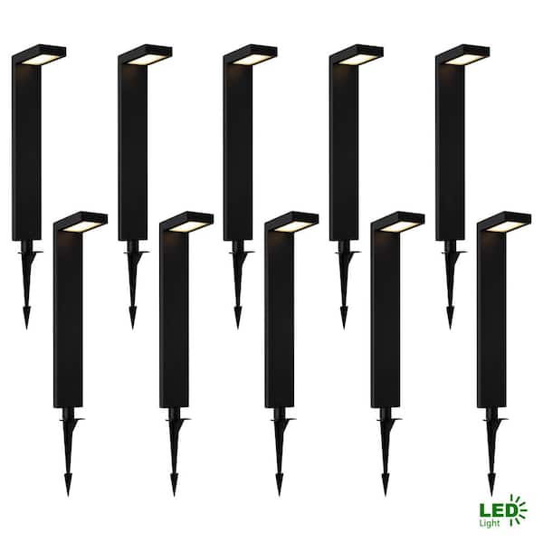 22.5 in. H Low Voltage Powder-Coated Black Aluminum 24-Watt Equivalent LED Weather Resistant Path Light (10-Pack)