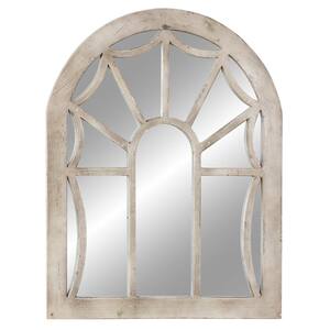 44 in. x 36 in. Cream Wood Vintage Arch Wall Mirror