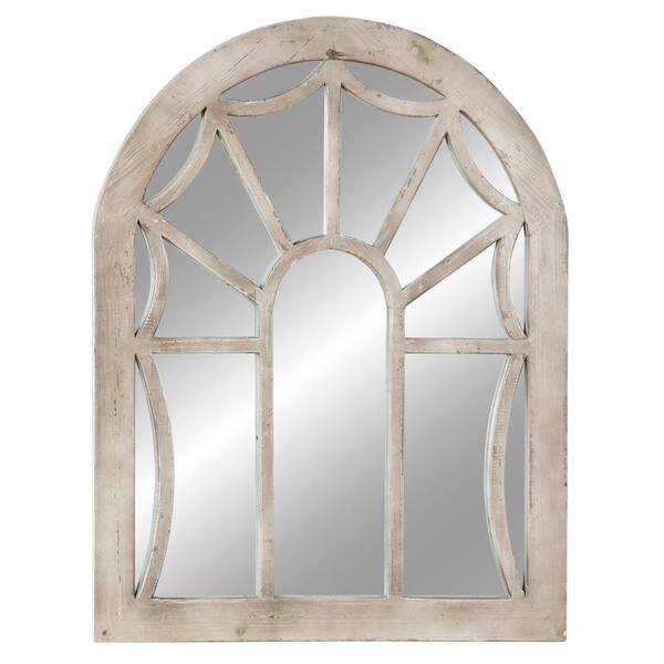 Cream Wood Vintage Arch Wall Mirror 52711, Wooden Arch Wall Mirror