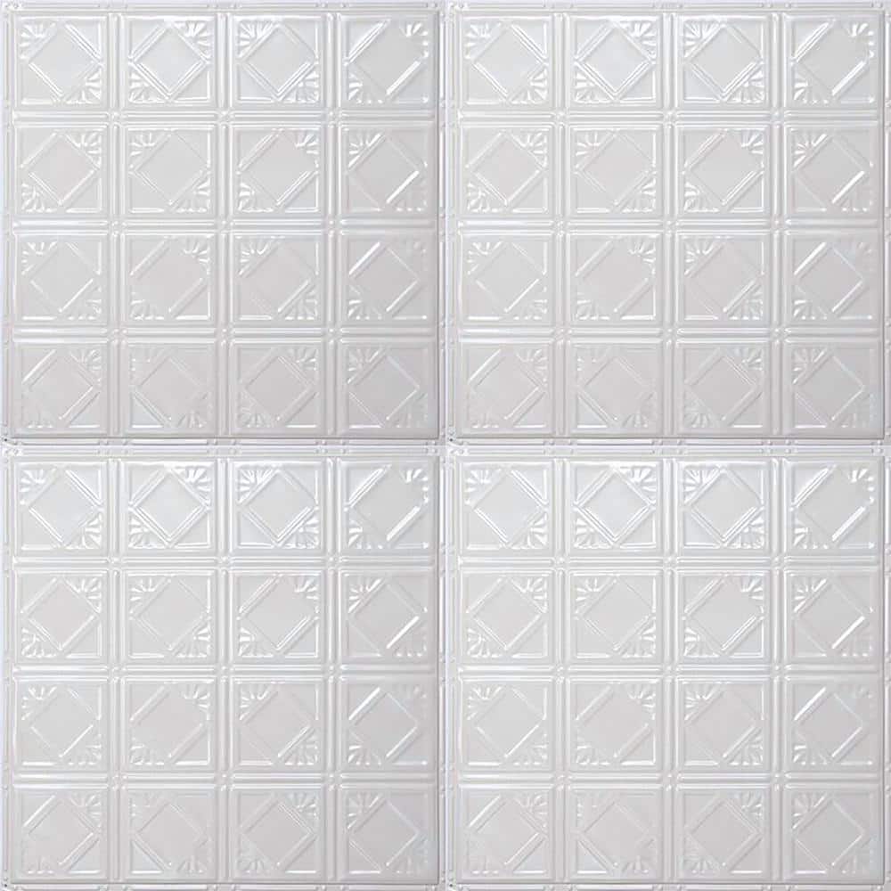 Bright White Gloss 24" x 24" Metal Tin Ceiling Tiles