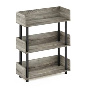 Turn-and-Tube 29.61 in. Tall French Oak/Black 3-Shelf Etagere Bookcase