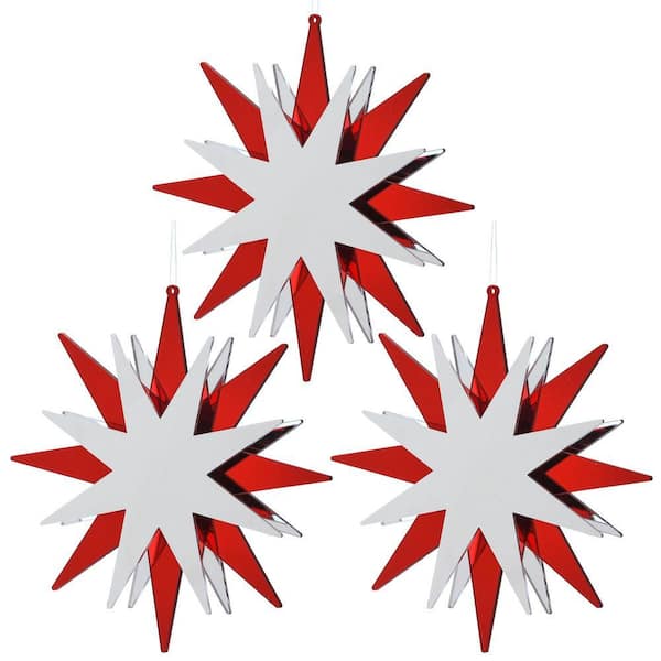 8 in. Acrylic Mirror Snowflake Ornament (Set of 3)