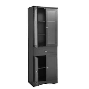 14.50 in. W x 23.30 in. D x 66.90 in. H Bathroom Storage Wall Cabinet in Black