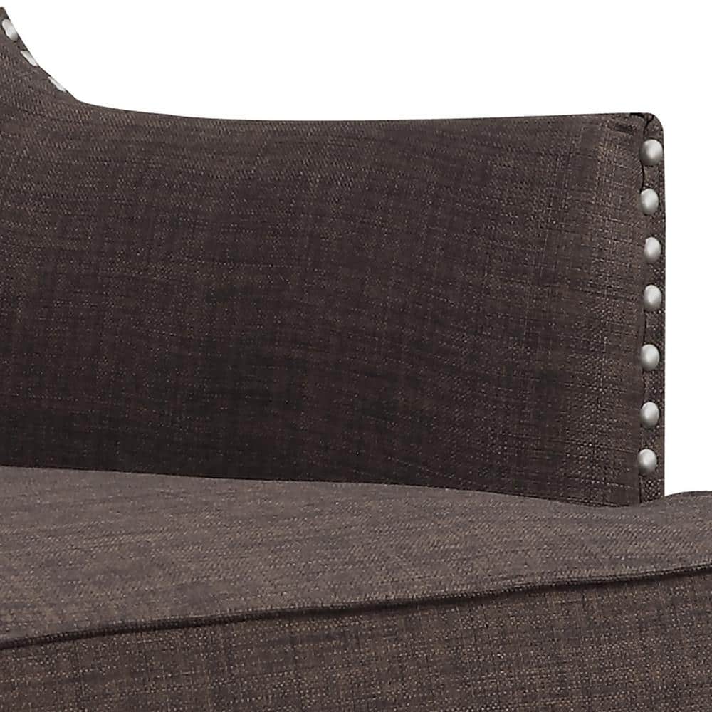 Elegant Long Back Chocolate Brown Accent Chair with Studded Trim