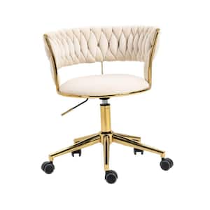 Ivory Velvet Morden Swivel Height Adjustable Task Chair