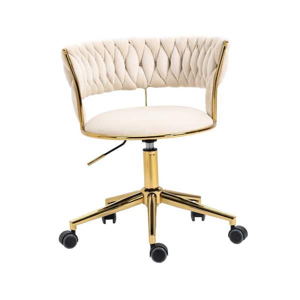 null Ivory Velvet Morden Swivel Height Adjustable Task Chair