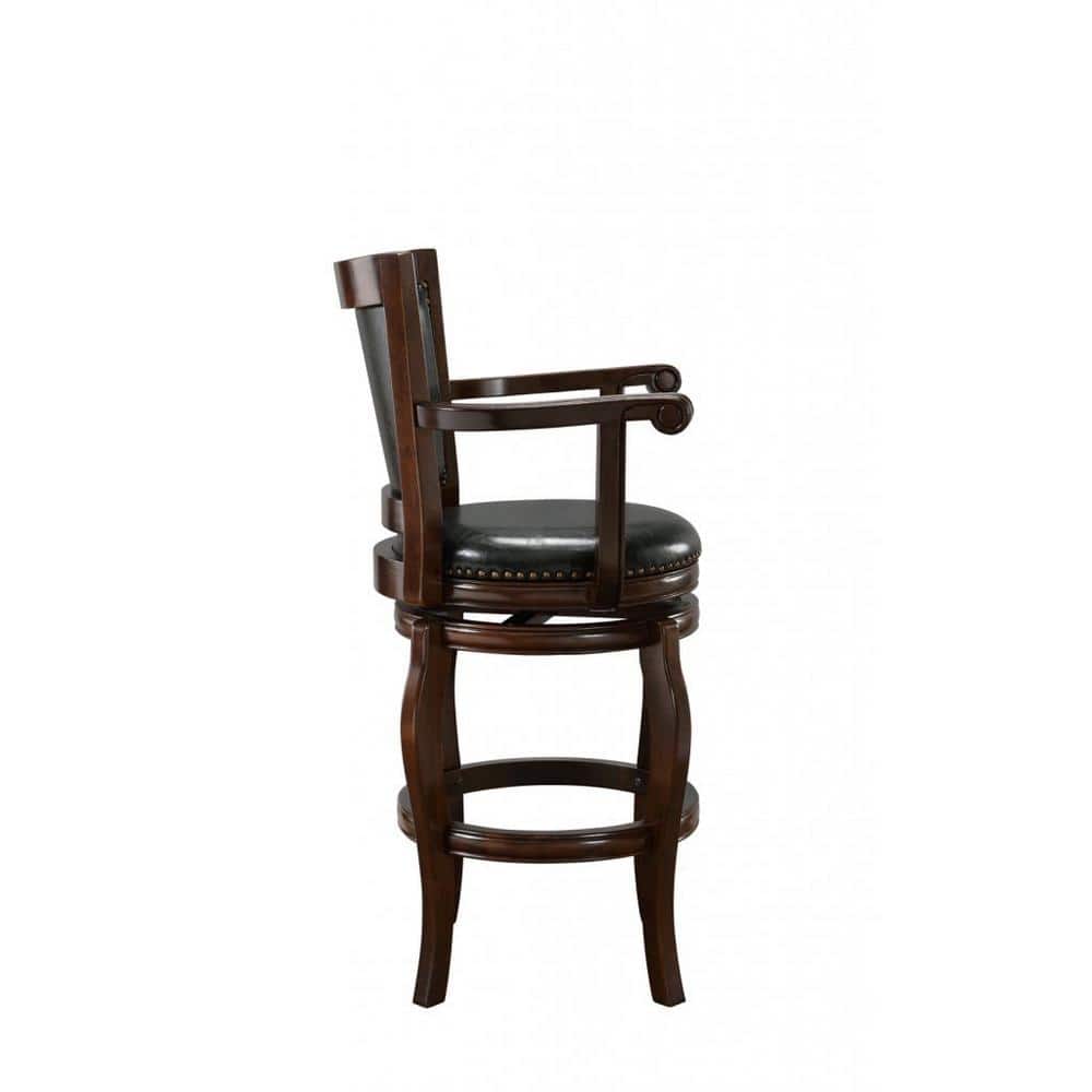 Cappuccino 43" Swivel Barstool in Faux Leather and Wood