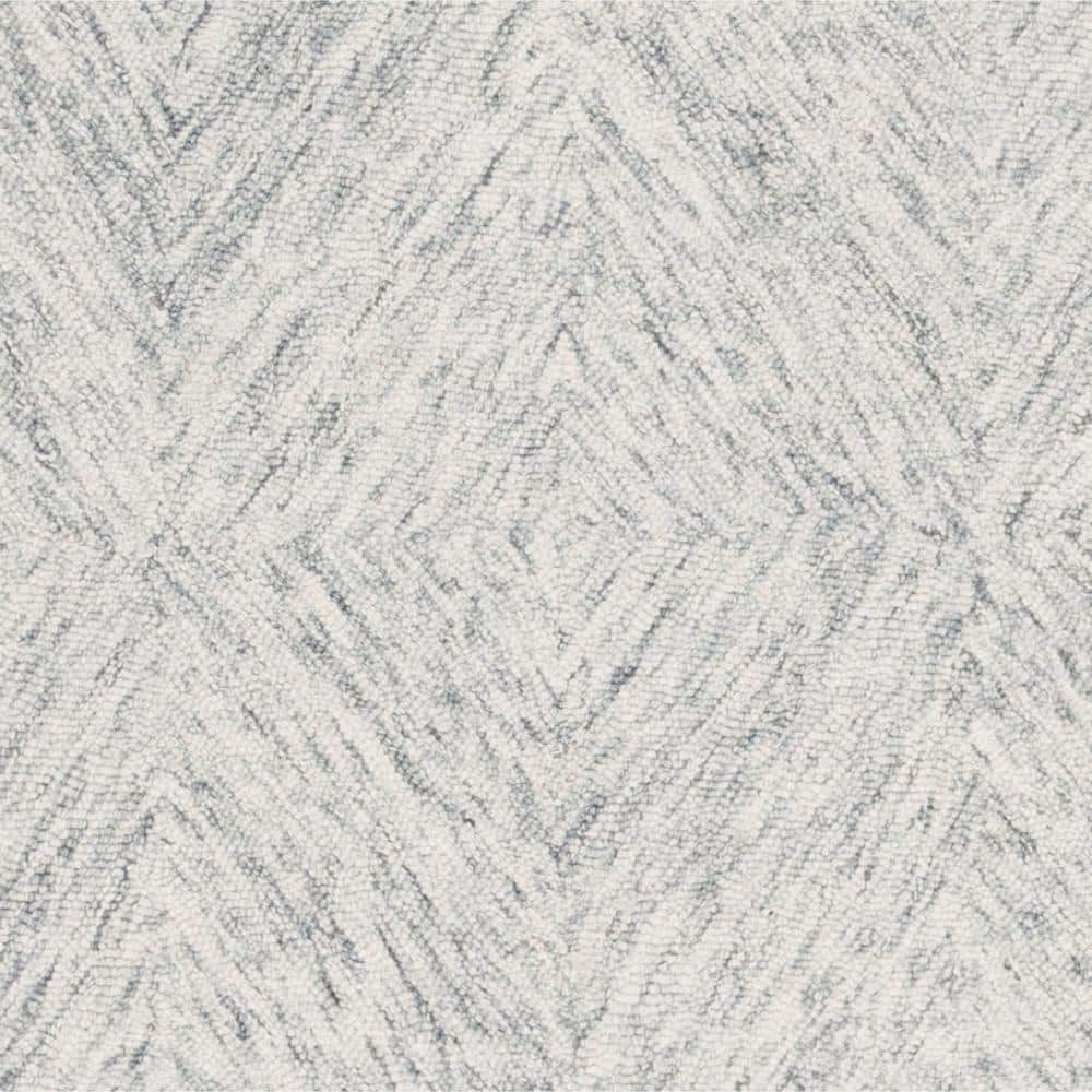 Gray Hand-Tufted Wool and Viscose Geometric Runner Rug