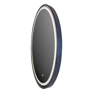 Deauville 24 in. W x 31.5 in. H Large Oval Frameless LED Wall Mounted Bathroom Vanity Mirror in Black