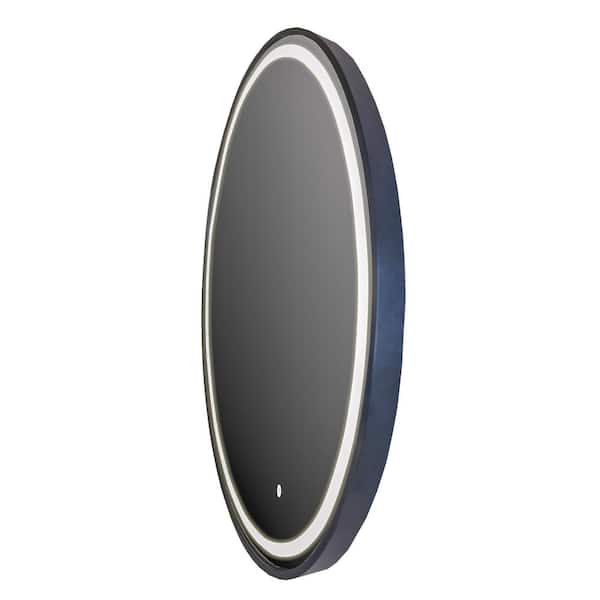 Vanity Art Deauville 24 in. W x 31.5 in. H Large Oval Frameless LED Wall Mounted Bathroom Vanity Mirror in Black