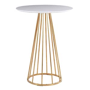 Canary 27 in. Round White Wood & Gold Steel Counter Table (Seats 2)
