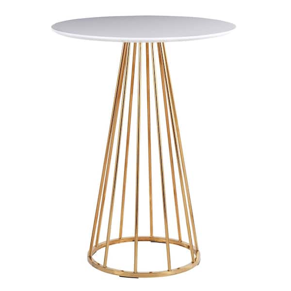 Lumisource Canary 27 in. Round White Wood & Gold Steel Counter Table (Seats 2)