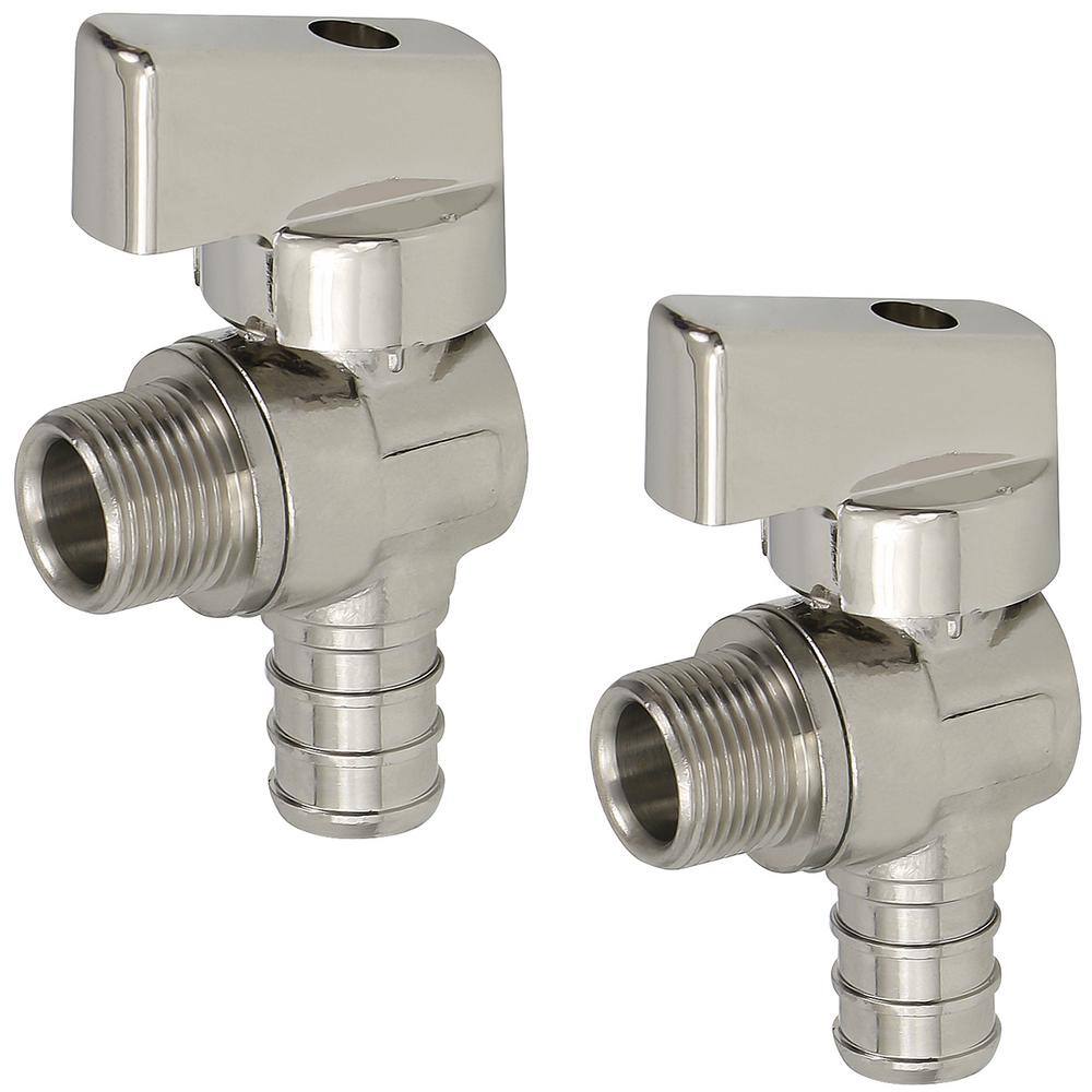 1/2 in. F1807 PEX x 3/8 in. OD Comp Quarter Turn Angle Compact Supply Stop Valve Lead Free Chrome Plated Brass 2 Pack -  The Plumber's Choice, QACS81512C-2