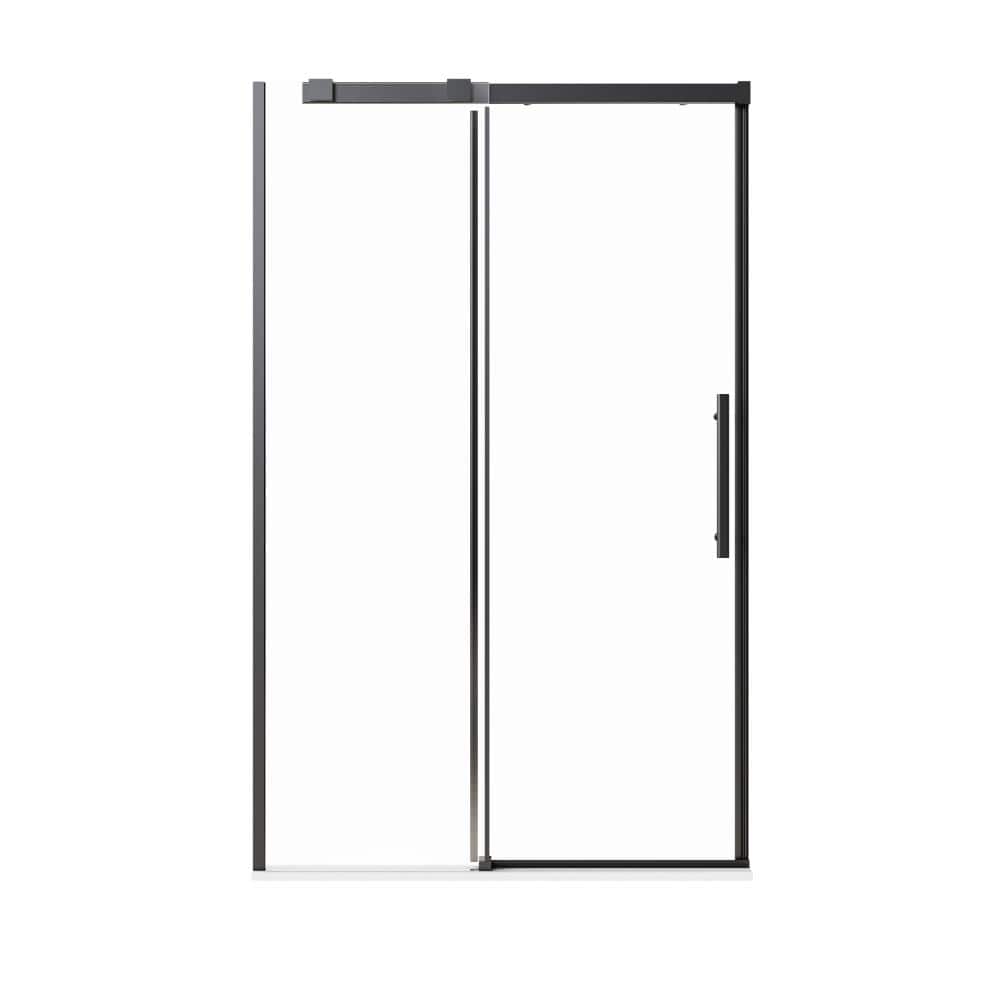 "48 in. W x 76 in. H Sliding Frameless Shower Doors in Matte Black with 5/16""(8mm) SGCC Clear Tempered Glass" price history on PriceWatchPro
