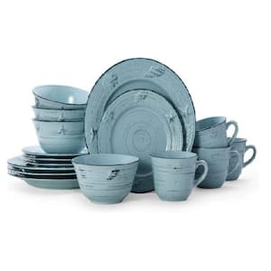 GIBSON ELITE Couture Bands 16pc Dinnerware Set, Cream/Blue Rim 986110465M -  The Home Depot