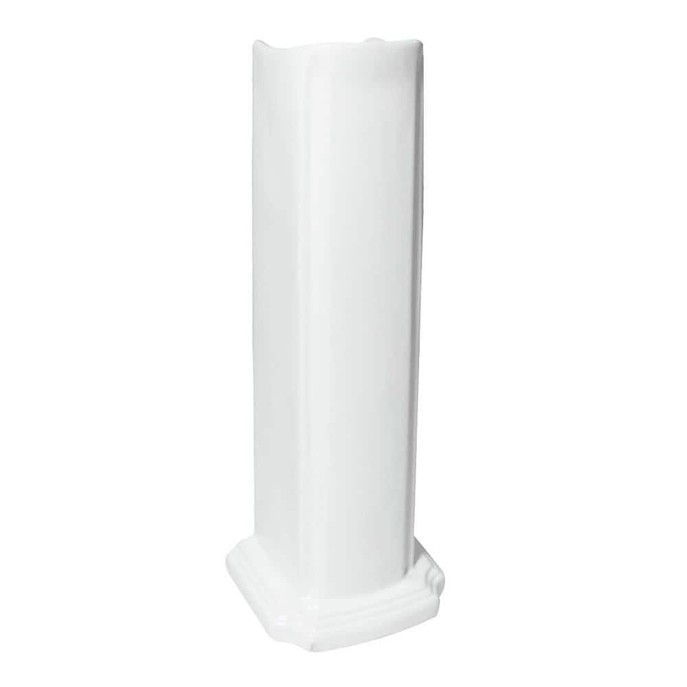 White Ceramic Pedestal Bathroom Sink with Overflow