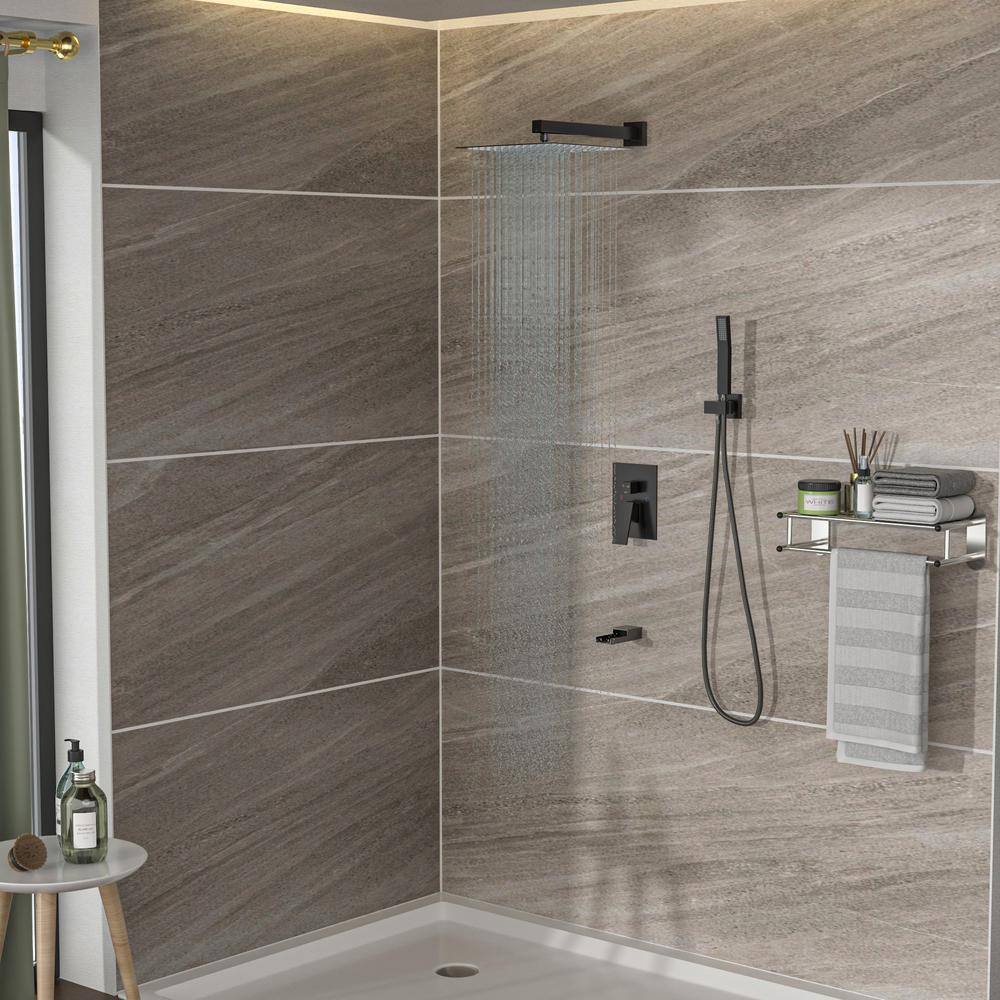 Large Oil-Rubbed Bronze Dual Rain Shower System with Handheld