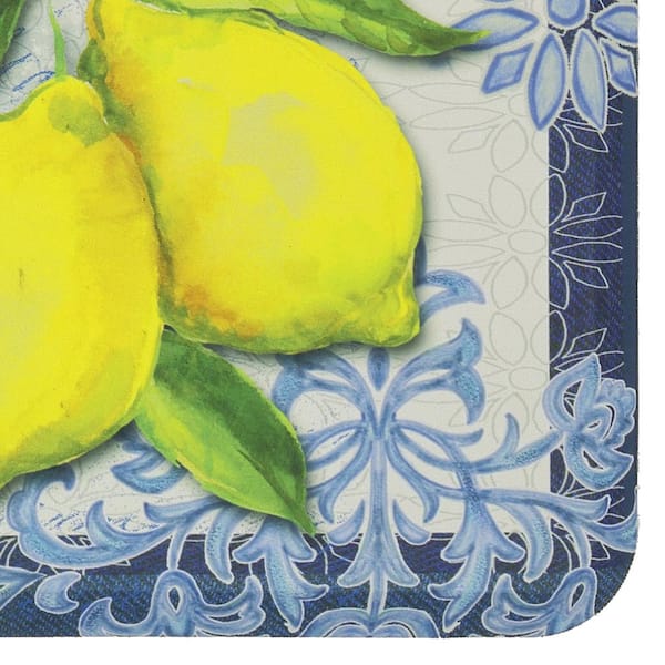 Lemon Kitchen Mats Cushioned anti Fatigue 2 Piece Set, Memory Foam