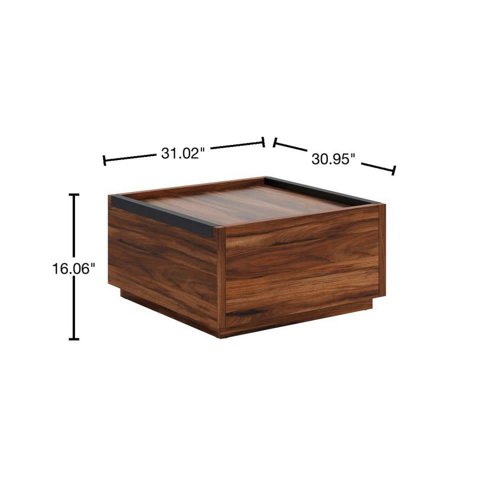 Manhattan Gate Blaze Acacia Modern Square Coffee Table with Storage