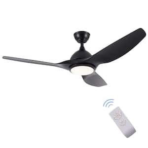 52 in. LED Indoor Black Ceiling Fan with Light Kit and Remote Control