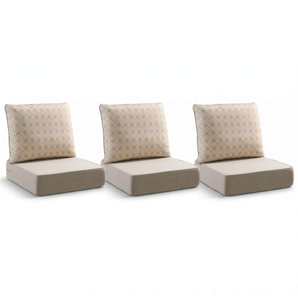 Duraolex 24in. W x 24in. D x 6in. Thick 6-Piece Deep Seating Outdoor Lounge Chair Olefin Cushion, Beige/Diamond Geo price history on PriceWatchPro