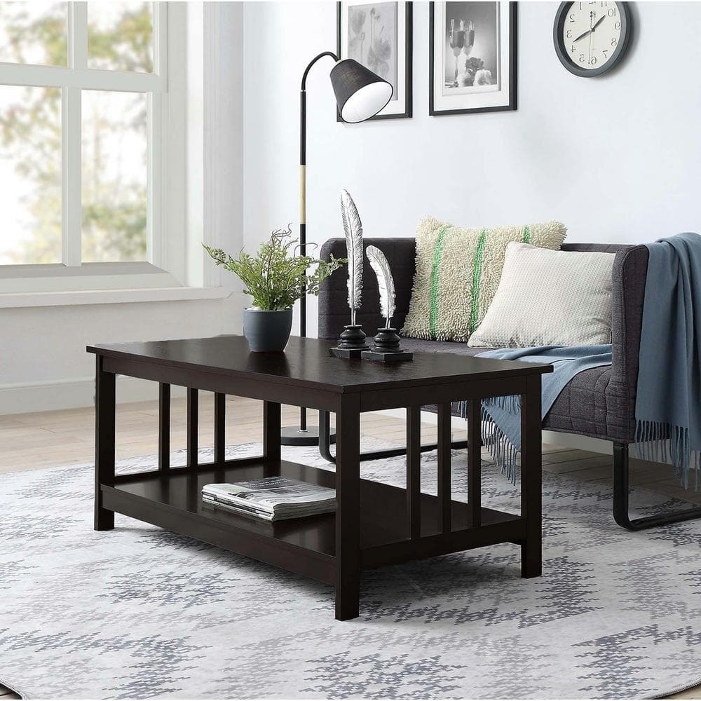 Espresso Mission Rectangular Coffee Table with Shelf