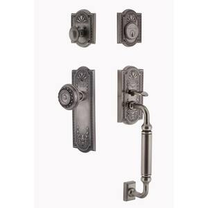 Meadows Plate 2-3/8 in. Backset Antique Pewter C Grip Entry Set Meadows Knob