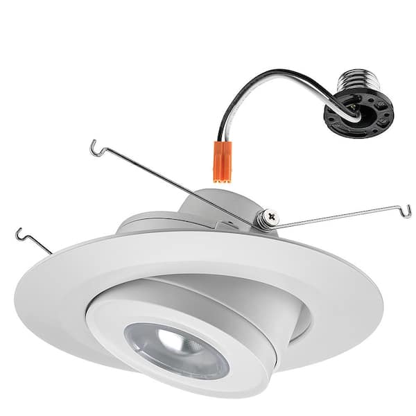 Commercial Electric 6 in. Gimbal Light Adjustable Beam Angle Bulb Direction Integrated LED Recessed Light Trim 670 Lumens 3000K (4-Pack)