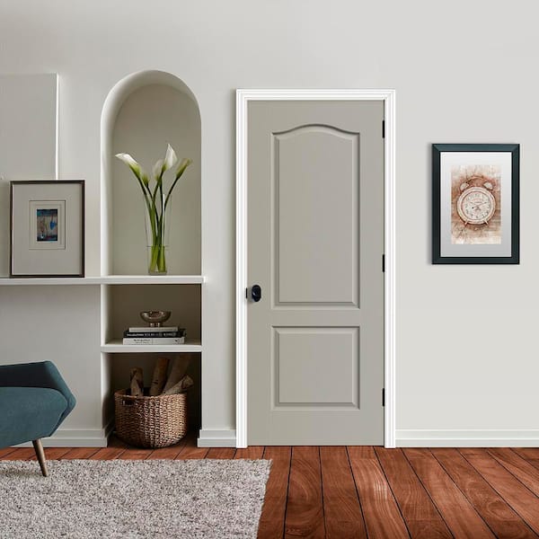 JELD-WEN 32 in. x 80 in. Camden Vanilla Painted Textured Molded