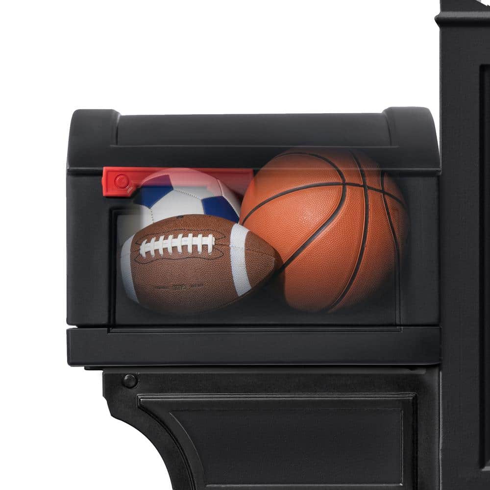 Extra Large Black Plastic Mailbox with Gray Post