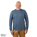 Men's X-Large Blue Cotton/Polyester Long-Sleeve Hybrid Work T-Shirt
