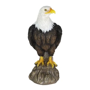Bald Eagle on a Log, 7 in. x 15.5 in. Garden Statue