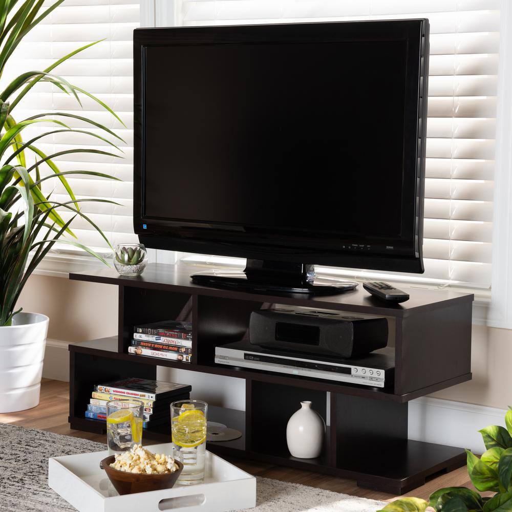 Arne Contemporary Dark Brown Engineered Wood TV Stand