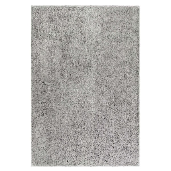 SUPERIOR California Silver 4 ft. x 6 ft. in. Solid Indoor Ultra-Soft Fuzzy Shag Area Rug