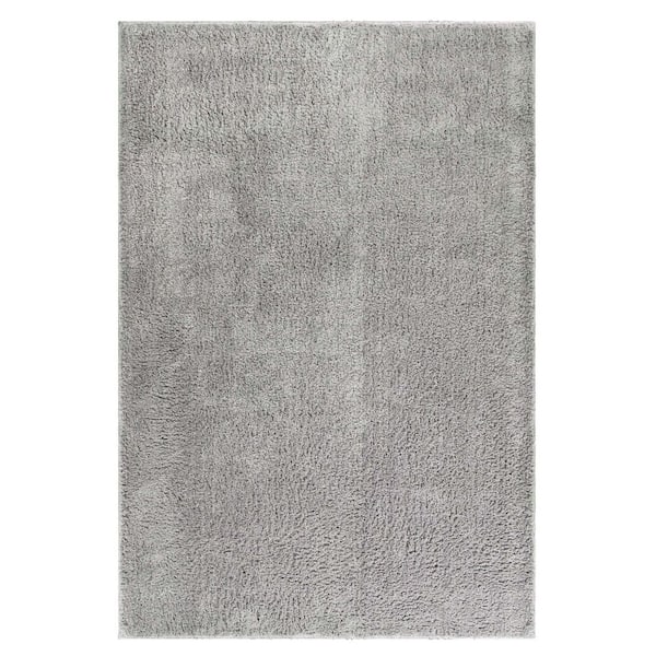 SUPERIOR California Silver 7 ft. x 10 ft. in. Solid Indoor Ultra-Soft Fuzzy Shag Area Rug