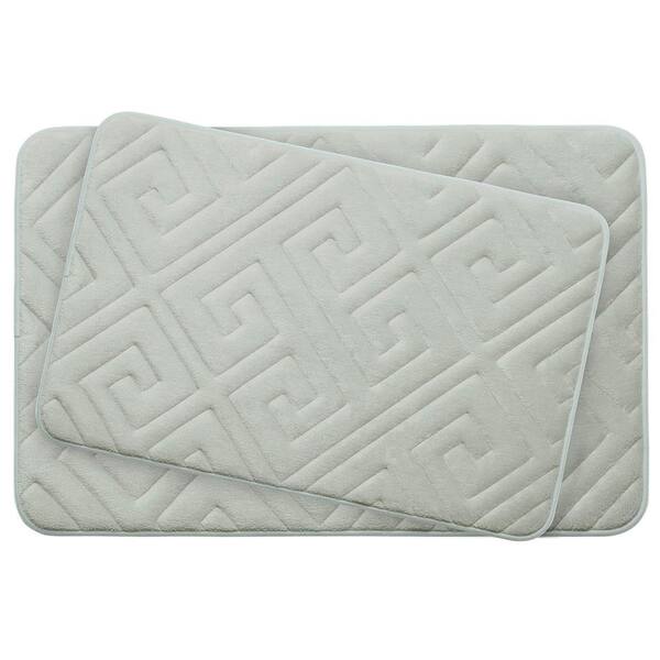 BounceComfort Caicos Light Gray 20 in. x 32 in. Memory Foam 2-Piece Bath Mat Set