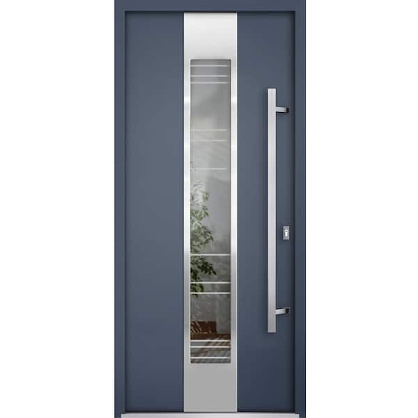 VDOMDOORS 36 in. x 80 in. Left-hand/Inswing Clear Glass Gray Graphite Steel Prehung Front Door with Hardware