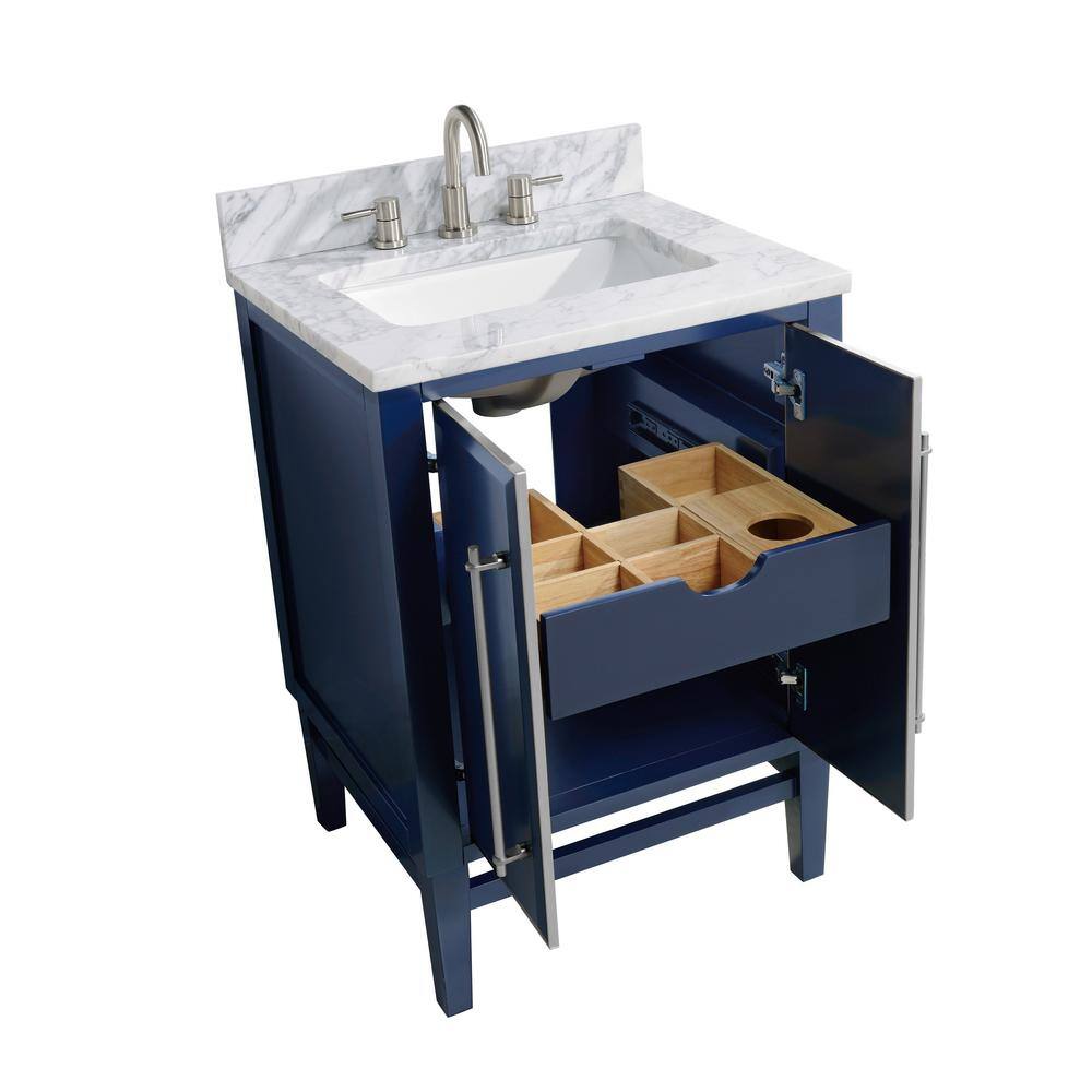 Navy Blue 25" Marble Top Single Sink Vanity