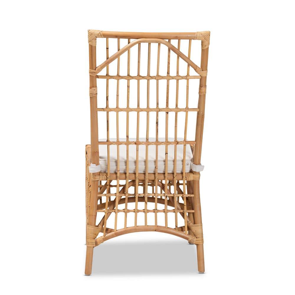 Serene White Cushioned Rattan & Cane Low Arm Chair