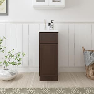 12 in. W x 21 in. D x 32.5 in. H 1-Drawer Bath Vanity Cabinet Only in Brown